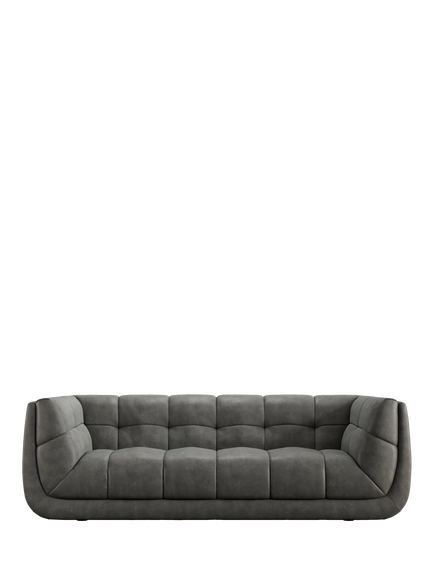 At The Helm Leo Grand 3 Seater Leather Sofa, Limestone Leather, Limestone Leather