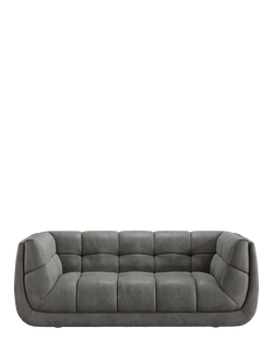 At The Helm Leo Large 2 Seater Leather Sofa, Limestone Leather, Limestone Leather