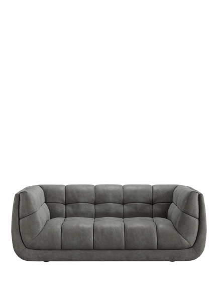 At The Helm Leo Large 2 Seater Leather Sofa, Limestone Leather, Limestone Leather