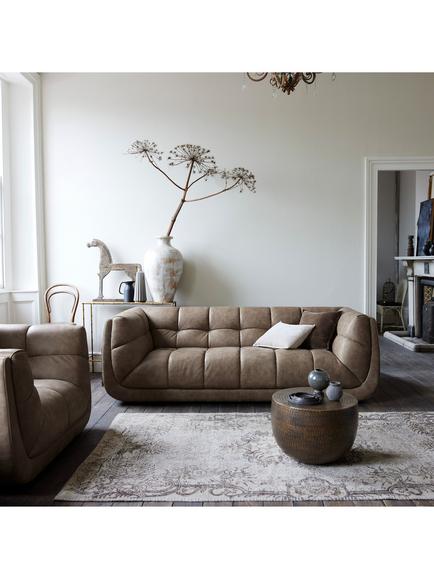 At The Helm Leo Large 2 Seater Leather Sofa, Limestone Leather - view 2, Limestone Leather