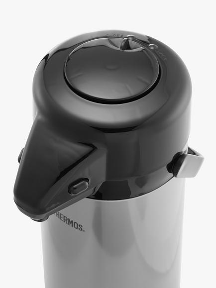Thermos Stainless Steel Push Button Pump Pot, 1.9L, Silver - view 2, Silver