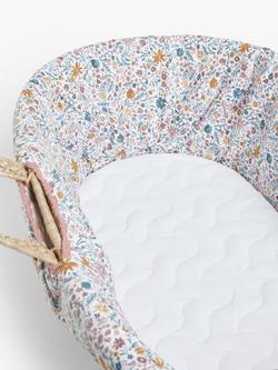 John Lewis Prairie Floral Print Moses Basket, Brown/Multi - view 2, Prairie Floral