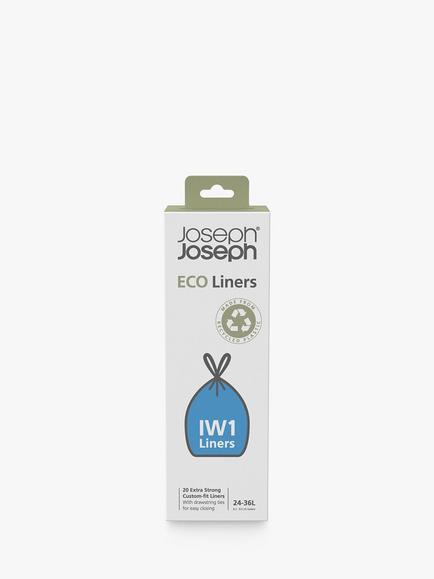 Joseph Joseph Intelligent Waste IW1 Eco Bin Liners, Pack of 20, 24-36L, Dark Grey