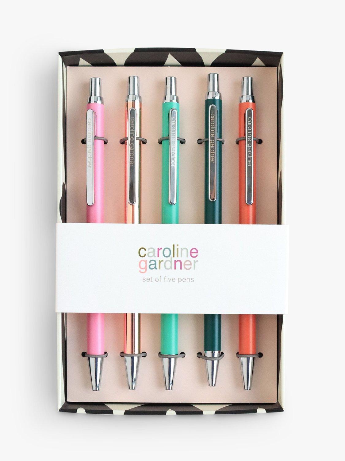 Caroline Gardner Colour Ballpoint Black Ink Pens, Set of 5
