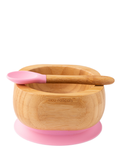 eco rascals Baby Suction Bowl & Spoon Set, Pink