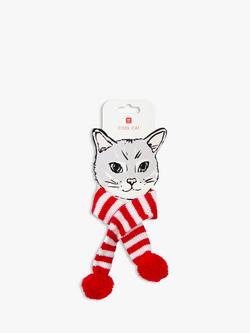 Talking Tables Stripe Christmas Cat Scarf, Red, Red