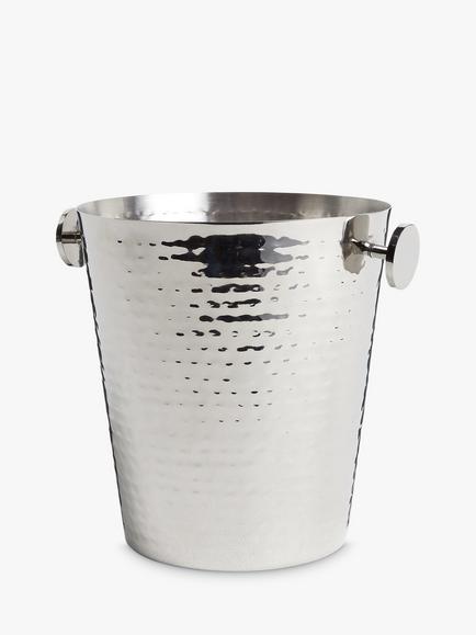 John Lewis Hammered Stainless Steel Champagne & Wine Ice Bucket, Silver, Silver