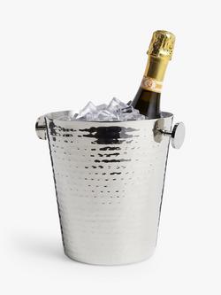 John Lewis Hammered Stainless Steel Champagne & Wine Ice Bucket, Silver - view 2, Silver