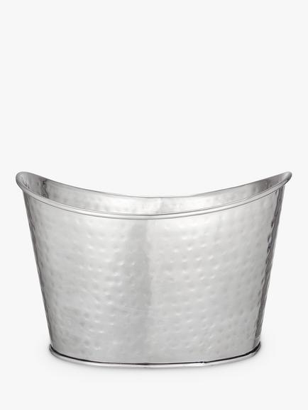 John Lewis Hammered Stainless Steel Champagne & Wine Ice Bucket, 2 Bottle, Silver, Silver