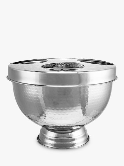 John Lewis Hammered Stainless Steel Champagne/Wine Bucket with Lid, Silver, Silver