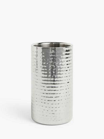 John Lewis Hammered Stainless Steel Wine Cooler, Silver, Silver