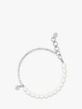 Dower & Hall Freshwater Pearl & White Topaz Half Chain Bracelet, Silver/White