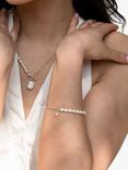 Dower & Hall Freshwater Pearl & White Topaz Half Chain Bracelet, Silver/White