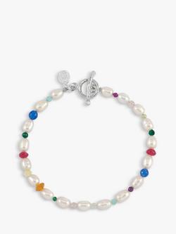 Dower & Hall Carnival Mixed Stone Freshwater Pearl Bracelet, Silver/Multi, White