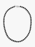 Dower & Hall Men's Halo Freshwater Pearl Collar Necklace, Black/Silver