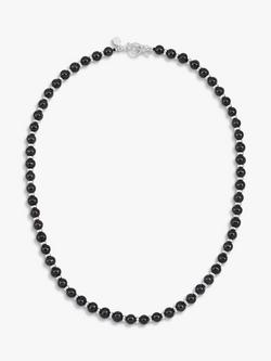 Dower & Hall Men's Halo Freshwater Pearl Collar Necklace, Black/Silver, Black