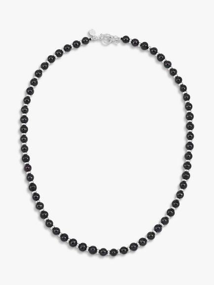 Dower & Hall Men's Halo Freshwater Pearl Collar Necklace, Black/Silver, Black