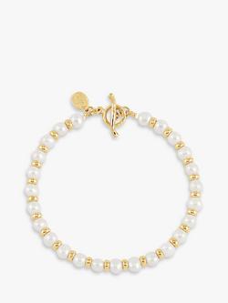 Dower & Hall Halo Freshwater Pearl Bracelet, Gold, White