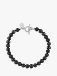 Dower & Hall Men's Freshwater Pearl Bracelet, Black/Silver