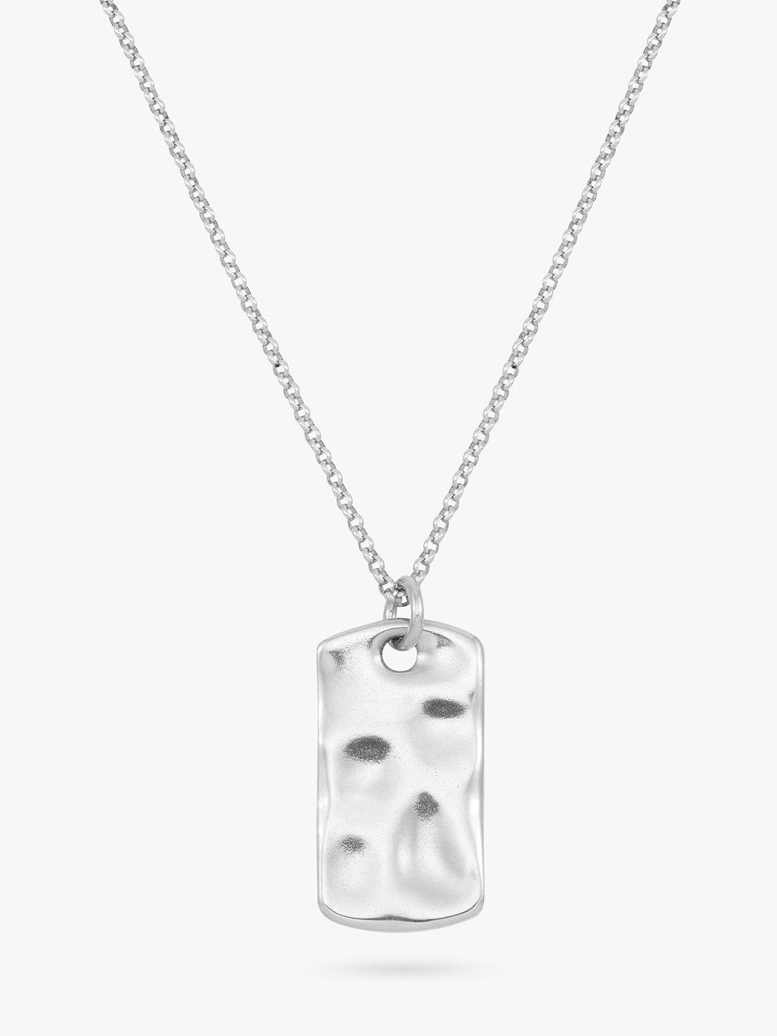 Product image 1 of 6, which shows Dower & Hall Men's Waterfall ID Tag Pendant Necklace, Silver