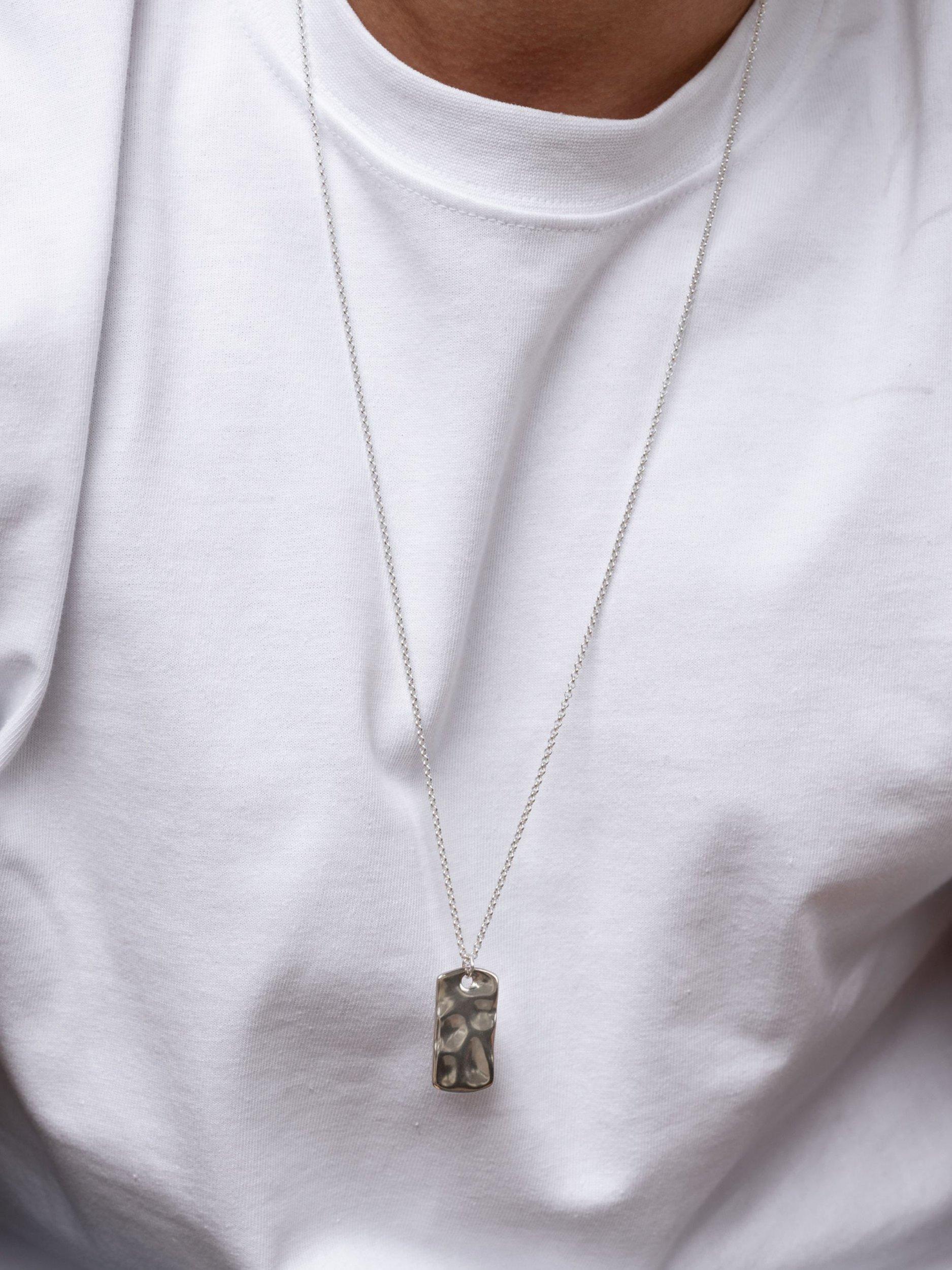 Product image 5 of 6, which shows Dower & Hall Men's Waterfall ID Tag Pendant Necklace, Silver