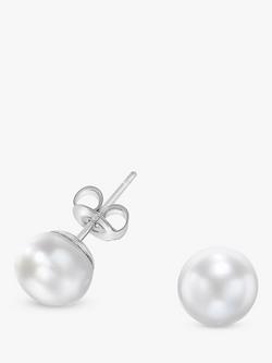 Dower & Hall Freshwater Pearl Stud Earrings, White/Silver, White/Silver