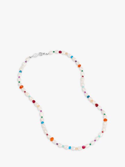 Dower & Hall Carnival Mixed Stone Freshwater Pearl Collar Necklace, White/Multi, White