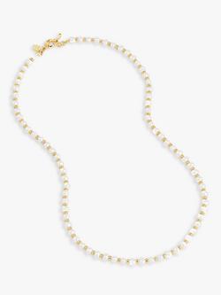 Dower & Hall Halo Freshwater Pearl Beaded Necklace, Gold, White