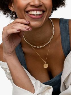Dower & Hall Halo Freshwater Pearl Beaded Necklace, Gold - view 2, White