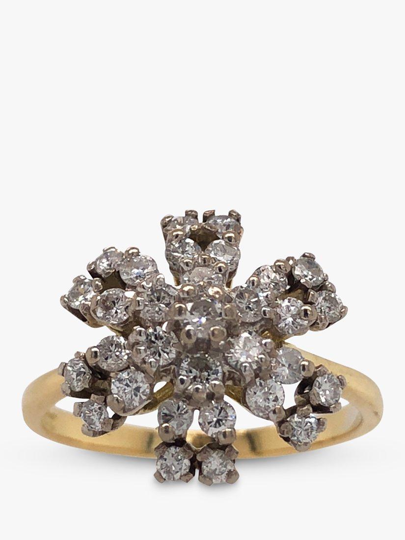 Vintage Fine Jewellery Pre-Loved 18ct Yellow & White Gold Asterik Diamond Ring, Dated 1977