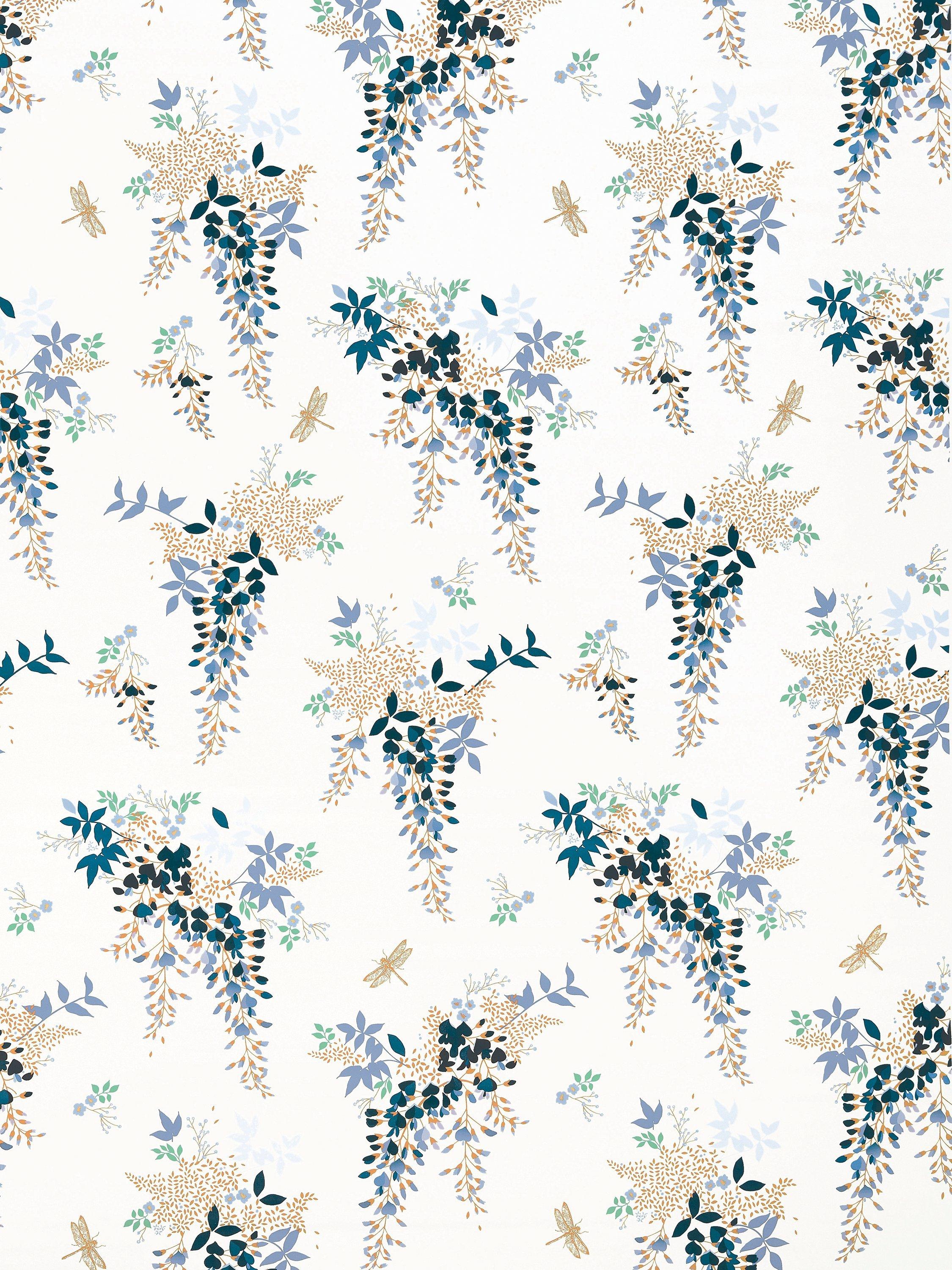 Sara Miller Wisteria Sateen Furnishing Fabric, White