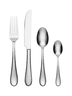 Oneida Tibet Stainless Steel Cutlery Set, 24 Piece/6 Place Settings, Silver