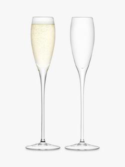 LSA International Wine Champagne Glass Flutes, Set of 2, 160ml, Clear, Clear
