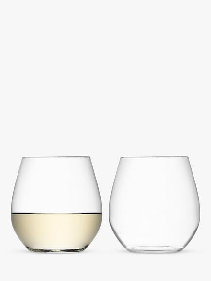 LSA International Wine Stemless White Wine Glass, Set of 2, 370ml, Clear, Clear