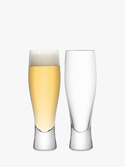 LSA International Bar Collection Lager Glass, Set of 2, 400ml, Clear, Clear
