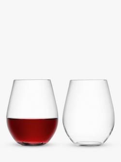 LSA International Wine Stemless Red Wine Glass, Set of 2, 530ml, Clear, Clear