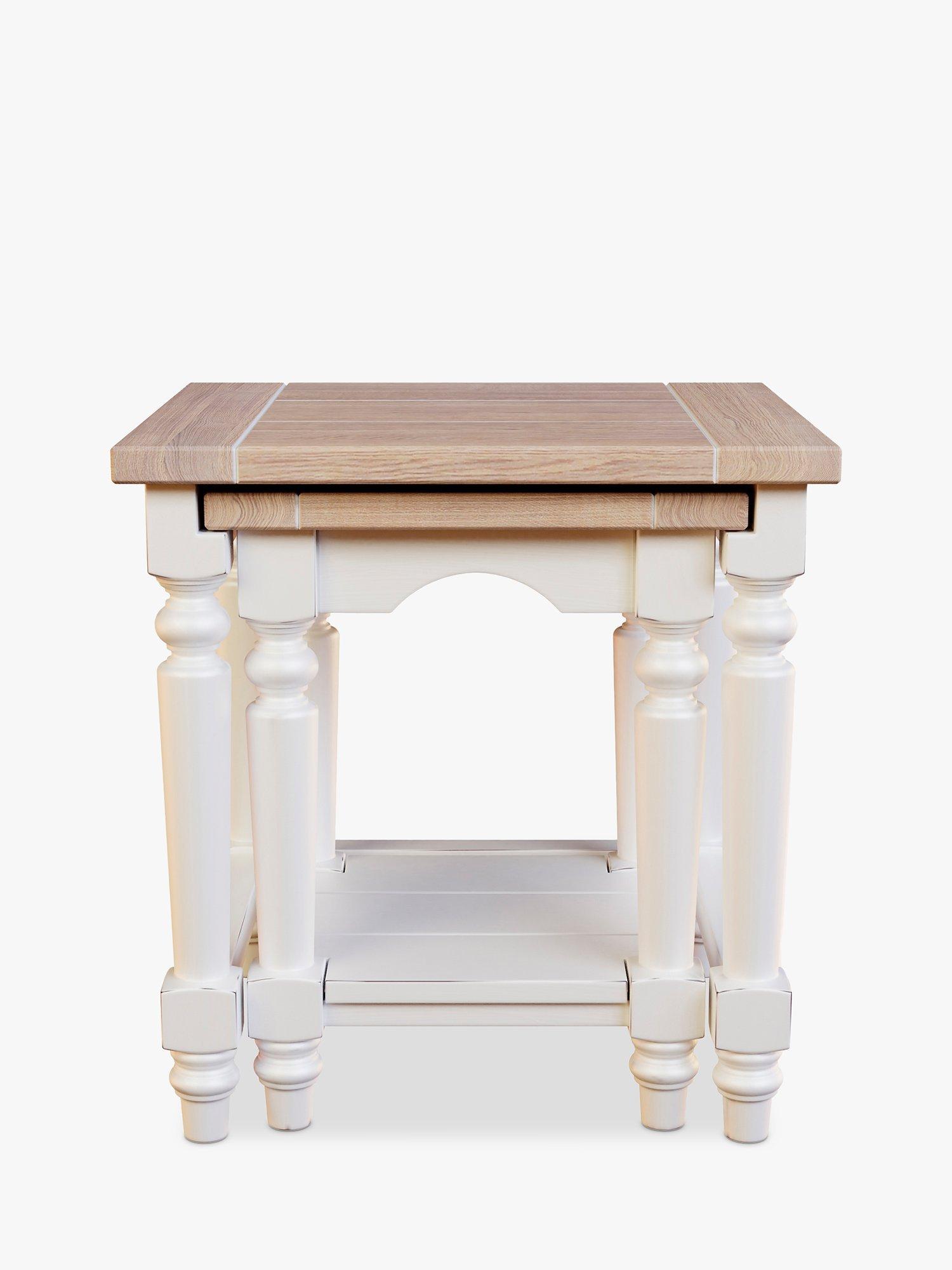 Laura Ashley Dorset Nest of 2 Tables, White/Natural