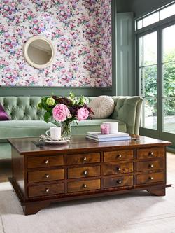 Laura Ashley Garrat 12 Drawer Coffee Table, Dark Brown - view 2, Dark Brown