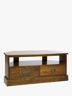 Laura Ashley Garrat Corner TV Stand for TVs up to 50", Dark Brown, Dark Brown