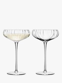 LSA International Aurelia Optic Champagne Saucers, Set of 2, 300ml, Clear, Clear
