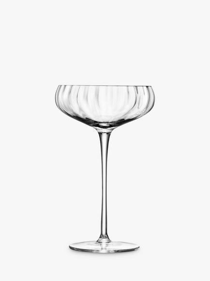 LSA International Aurelia Optic Champagne Saucers, Set of 2, 300ml, Clear - view 2, Clear