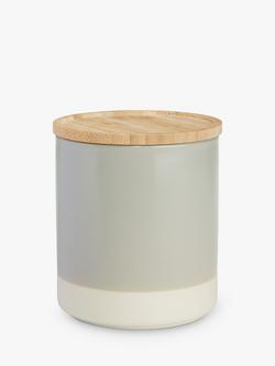 John Lewis Matt Dipped Stoneware Kitchen Storage Jar with Bamboo Lid, 550ml, Grey