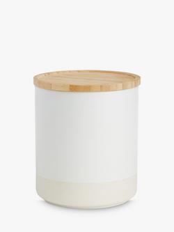John Lewis Matt Dipped Stoneware Kitchen Storage Jar with Bamboo Lid, 550ml, White