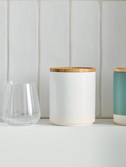 John Lewis Matt Dipped Stoneware Kitchen Storage Jar with Bamboo Lid, 550ml - view 2, White