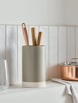 John Lewis Dipped Stoneware Utensil Holder, Grey - view 2, Grey