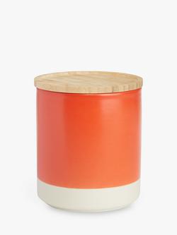 John Lewis Gloss Dipped Stoneware Kitchen Storage Jar with Bamboo Lid, 550ml, Orange