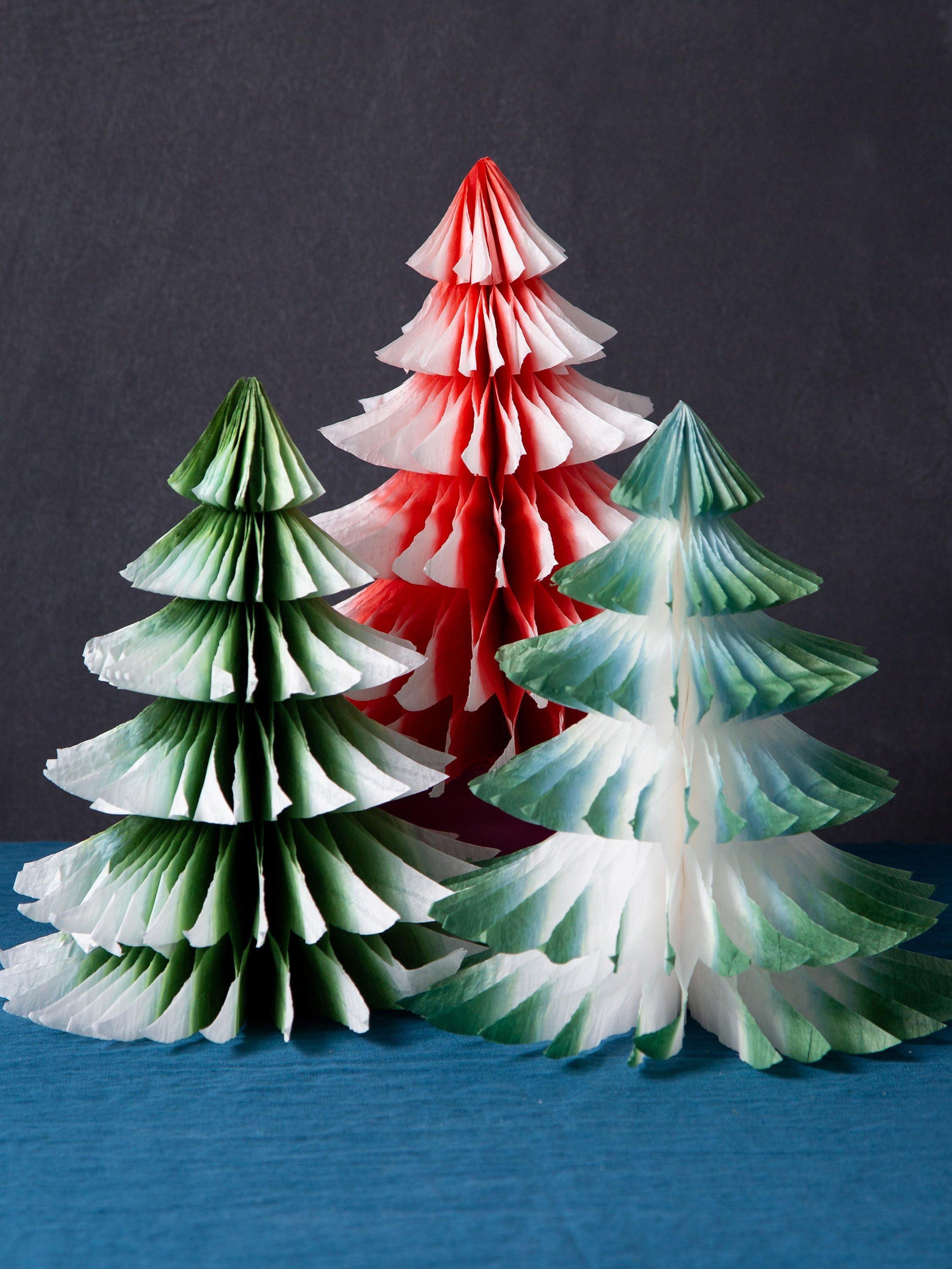 Talking Tables Paper Christmas Tree Decoration, Pack of 3, Red/Green