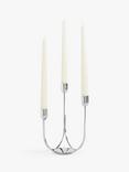 John Lewis Plain Steel Three Prong Candelabra Candle Holder, Silver