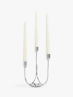 John Lewis Plain Steel Three Prong Candelabra Candle Holder - view 2, Silver