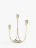 John Lewis Plain Steel Three Prong Candelabra Candle Holder, Gold